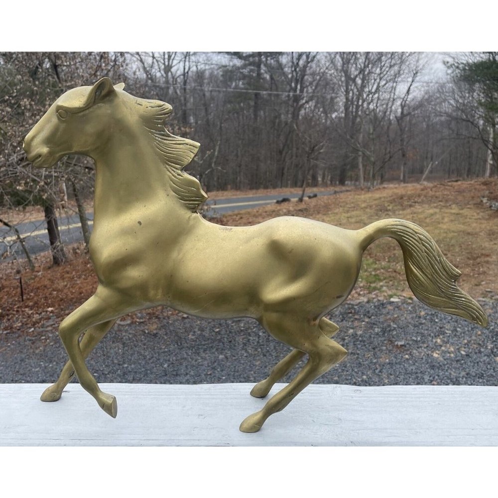 20" Cast Brass Horse Sculpture Modern Art Korea Decor Interior Design MCM RETRO
